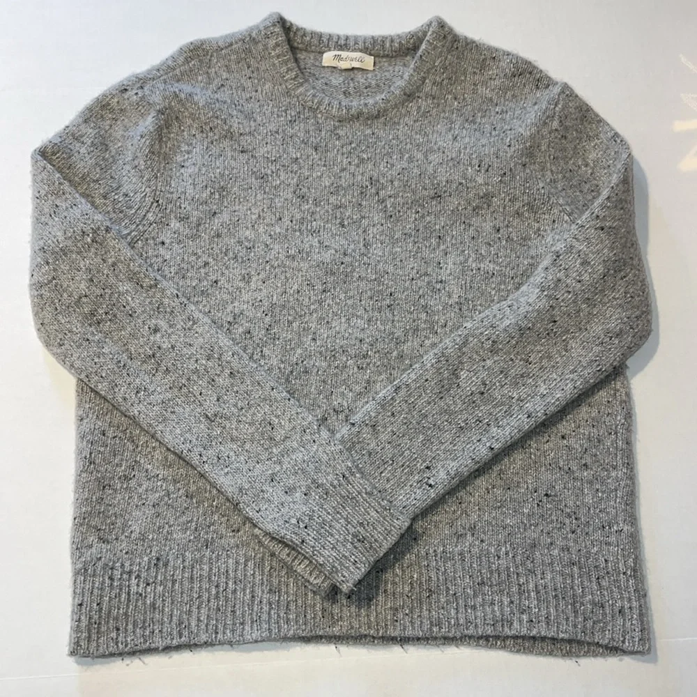 Madewell Womens Grey Merino Wool Blend Alpaca Blend Crew Neck Sweater Size XL - Picture 1 of 14
